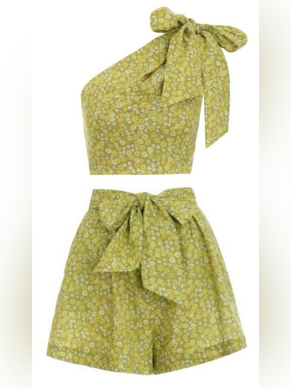 Zimmermann Peggy Ditsy Floral Asymmetrical Top and Tie Ditsy Floral Shorts Set